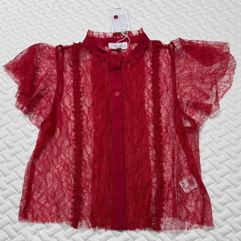 Lucy Paris Kids Red Lace Blouse